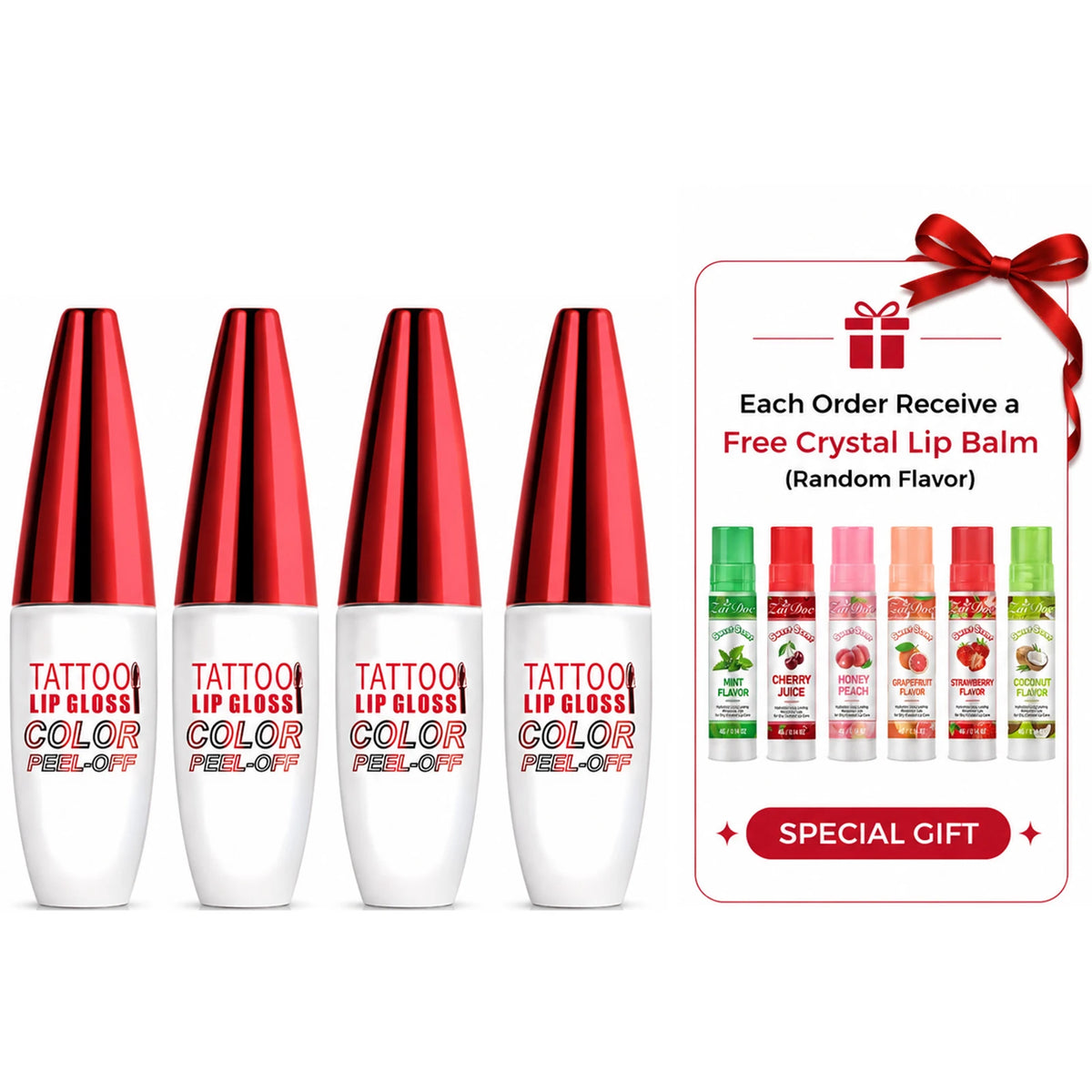 4 Colors Set Color Peel Off Lip Stain Set – Long-Lasting Matte Tint